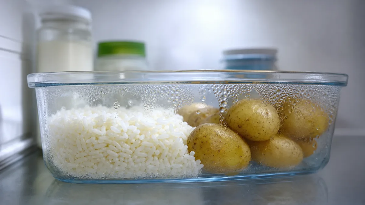 Gekochte Kartoffeln und Reis vom Vortag